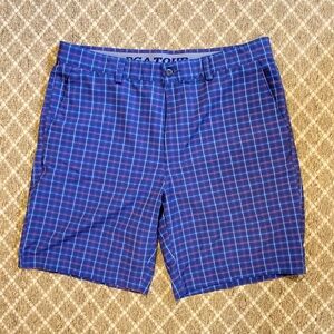 PGA Tour Men's Navy Checkered Board Shorts, size 36